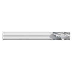 Corner Radius End Mill: 3/16" Dia, 3/4" LOC, 0.0200" Radius, 4 Flute, Solid Carbide