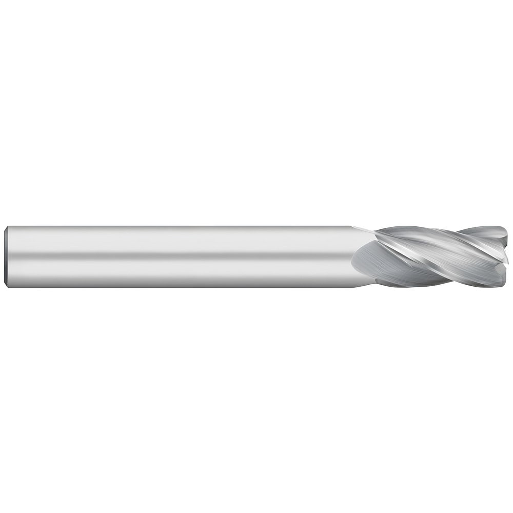 Corner Radius End Mill: 1/4" Dia, 1" LOC, 0.0050" Radius, 4 Flute, Solid Carbide