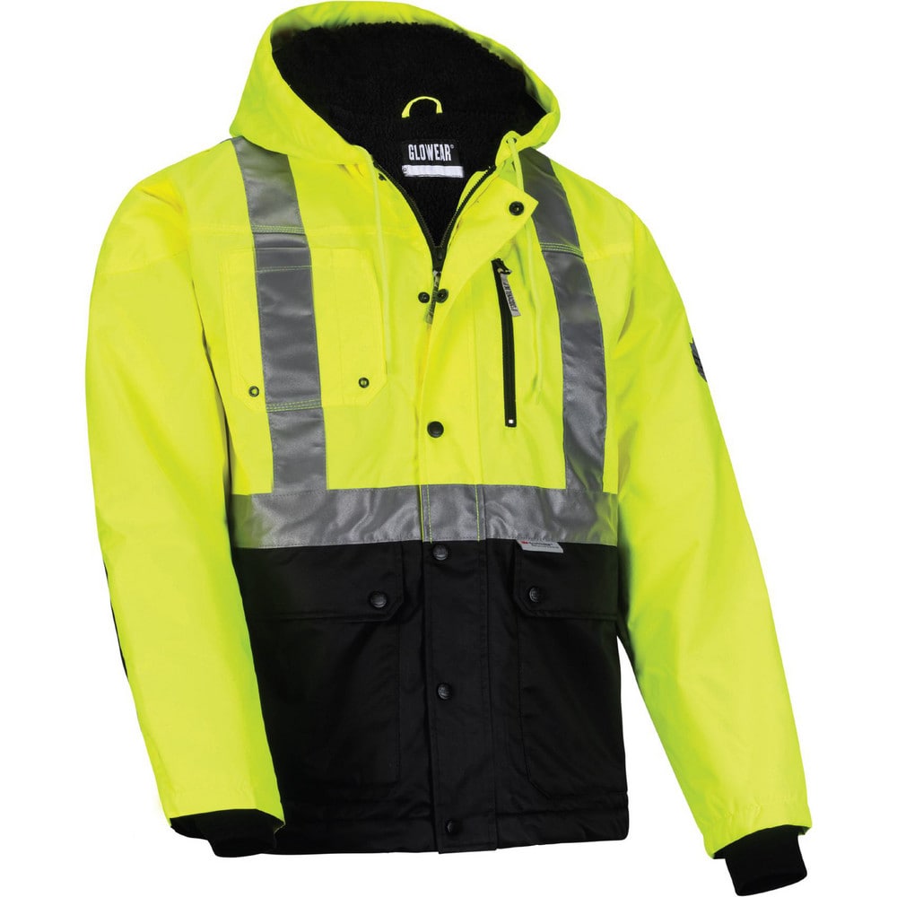 Work Hooded & Jacket: Size Large, Polyester & Fleece, Zipper & Snaps Closure