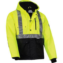 Work Hooded & Jacket: Size 4X-Large, Polyester & Fleece, Zipper & Snaps Closure
