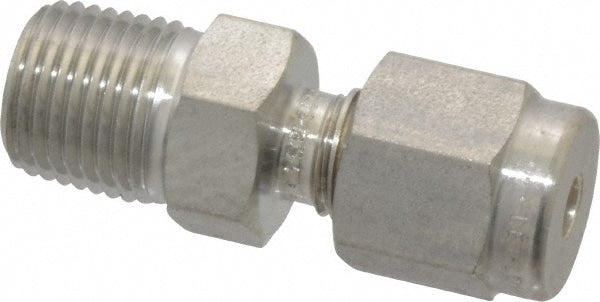 Compression Tube Connector: 1/8" Tube OD, Compression x MNPT