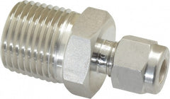 Compression Tube Connector: 1/4" Tube OD, Compression x MNPT