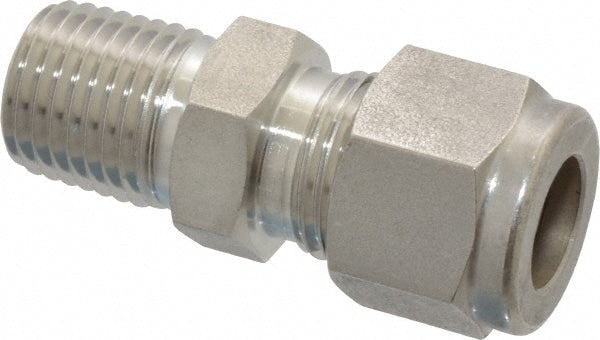 Compression Tube Connector: 3/8" Tube OD, Compression x MNPT