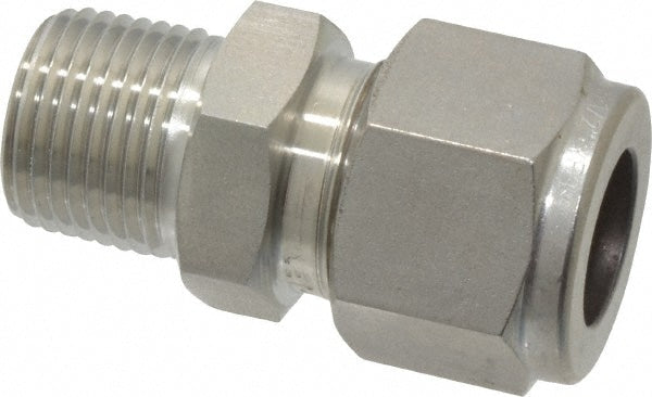 Compression Tube Connector: 1/2" Tube OD, Compression x MNPT