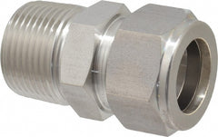 Compression Tube Connector: 1-20, 3/4" Tube OD, Compression x MNPT