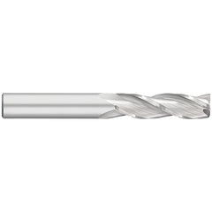 Corner Radius End Mill: 1/4" Dia, 1" LOC, 0.0150" Radius, 3 Flute, Solid Carbide