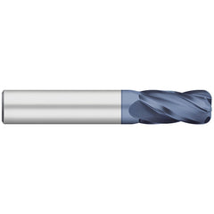 Corner Radius End Mill: 1/4" Dia, 1/2" LOC, 0.50 mm Radius, 4 Flute, Solid Carbide