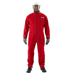 Non-Disposable Rain & Chemical-Resistant Coveralls: Chemical, Size 4X-Large, Red, Nomex