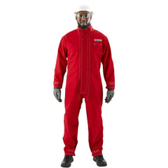 Non-Disposable Rain & Chemical-Resistant Coveralls: Chemical, Size 3X-Large, Red, Nomex