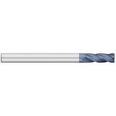 Corner Radius End Mill: 3/8" Dia, 1-1/2" LOC, 0.0100" Radius, 4 Flute, Solid Carbide