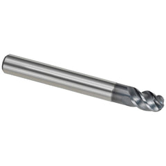 Ball End Mill: 6.00 mm Dia, 9.00 mm LOC, 4 Flute, Solid Carbide