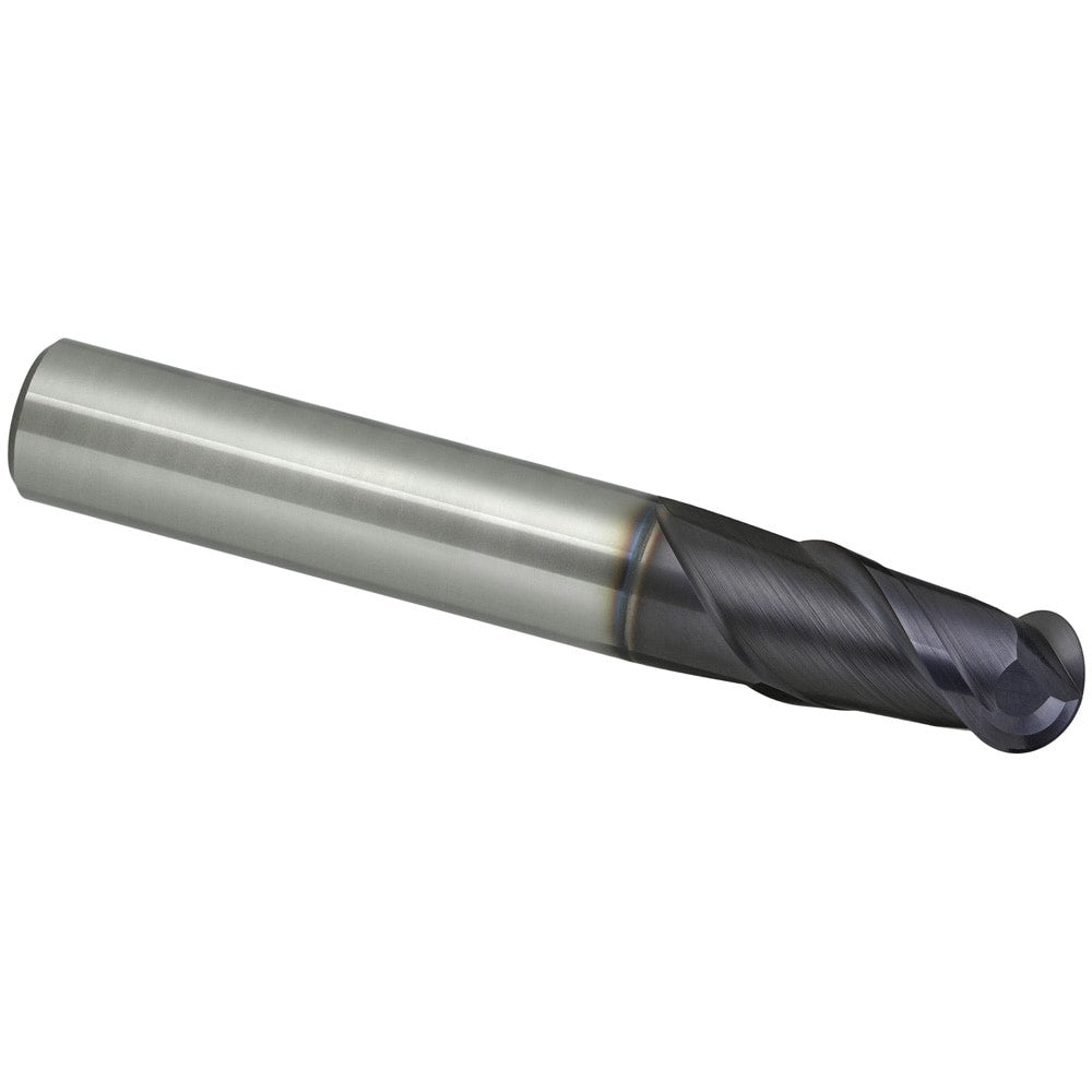 Ball End Mill: 10.00 mm Dia, 18.00 mm LOC, 2 Flute, Solid Carbide