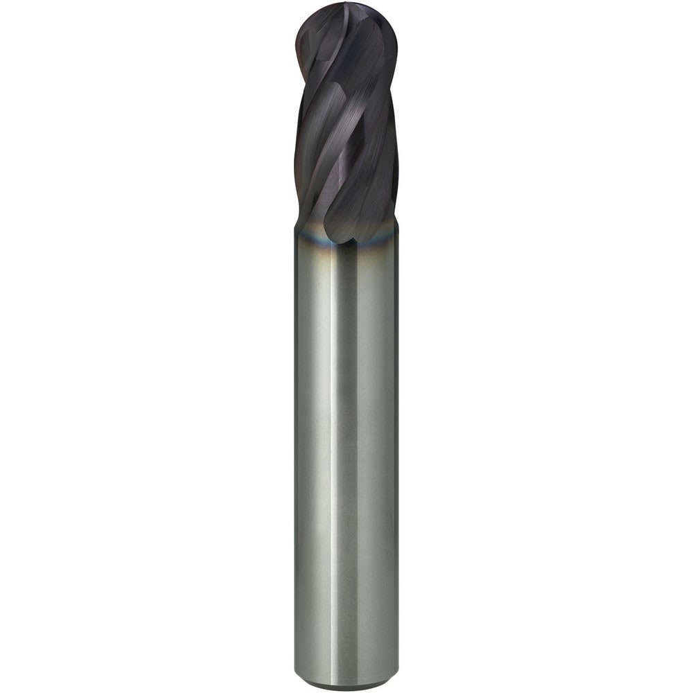 Ball End Mill: 3.00 mm Dia, 3.00 mm LOC, 4 Flute, Solid Carbide