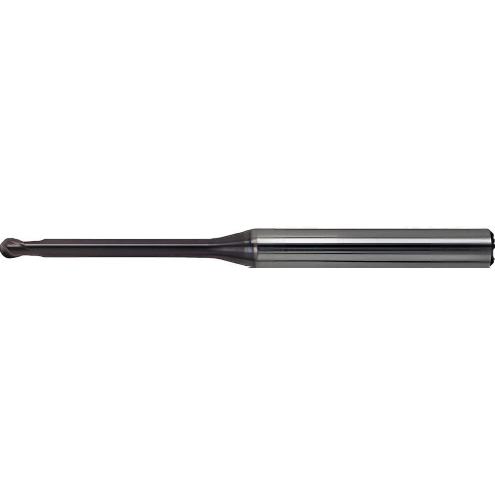 Ball End Mill: 0.50 mm Dia, 0.40 mm LOC, 2 Flute, Solid Carbide