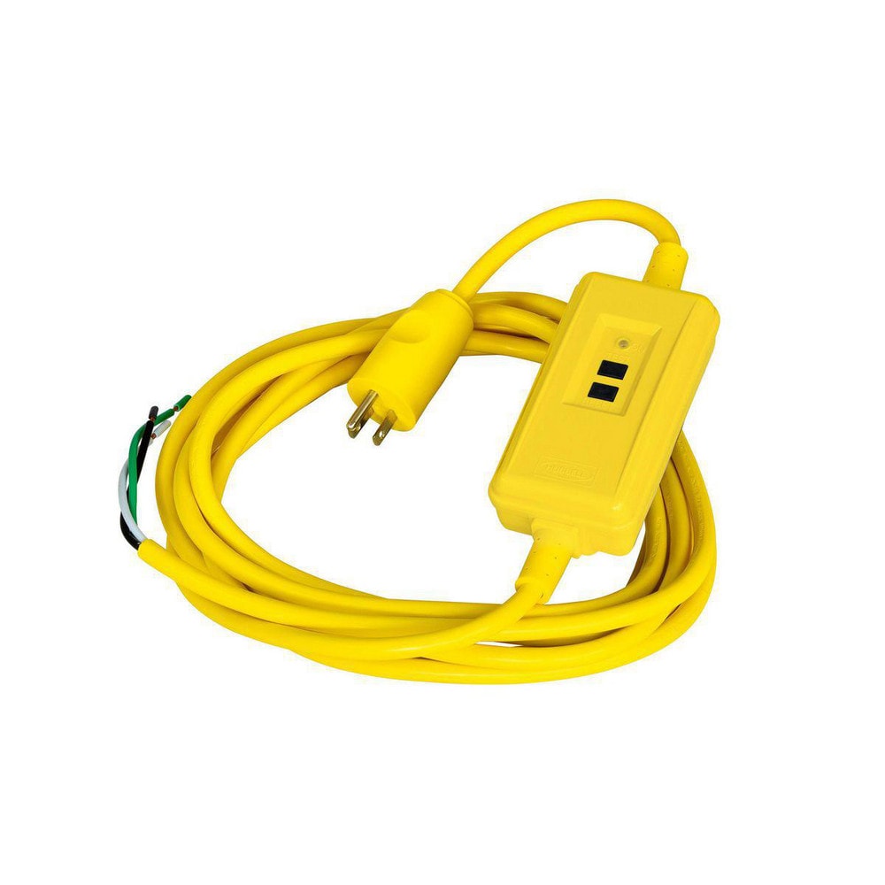 Power Protection Products, GFCI Linecords, Commercial, Auto Set, 15A 120V AC, 5-15R, 15' Cord Length, 4- 6 mA Trip Level, Yellow