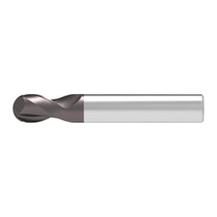 Ball End Mill: 0.35 mm Dia, 0.40 mm LOC, 2 Flute, Solid Carbide