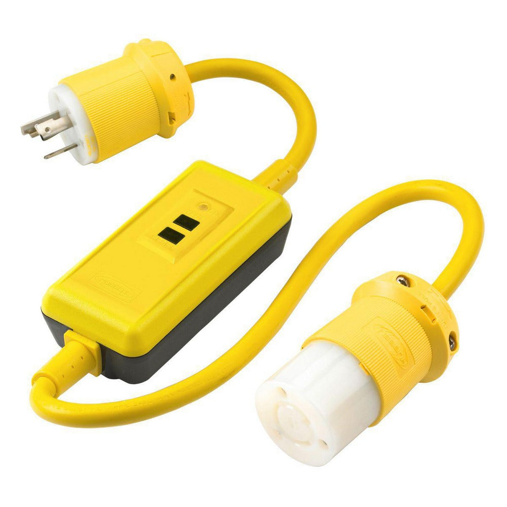 Power Protection Products, GFCI Linecords, Commercial, Manual Set, 15A 120V AC, L5-15R, 3' Cord Length, 4-6 mA Trip Level, Yellow