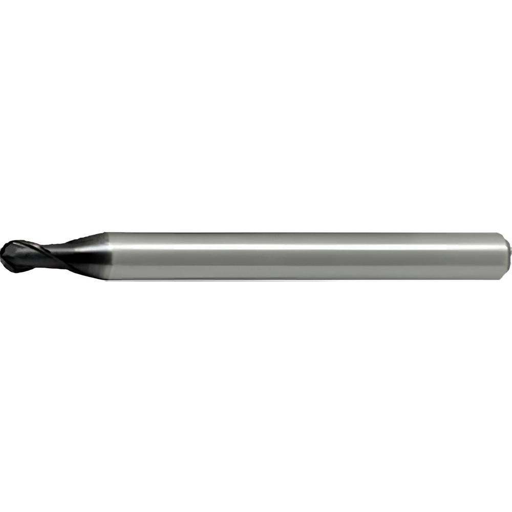 Ball End Mill: 1.00 mm Dia, 1.00 mm LOC, 2 Flute, Solid Carbide