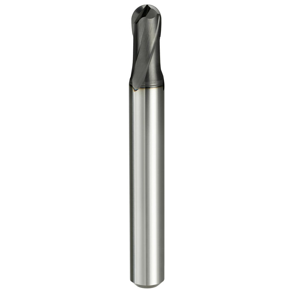 Ball End Mill: 4.00 mm Dia, 4.00 mm LOC, 2 Flute, Solid Carbide