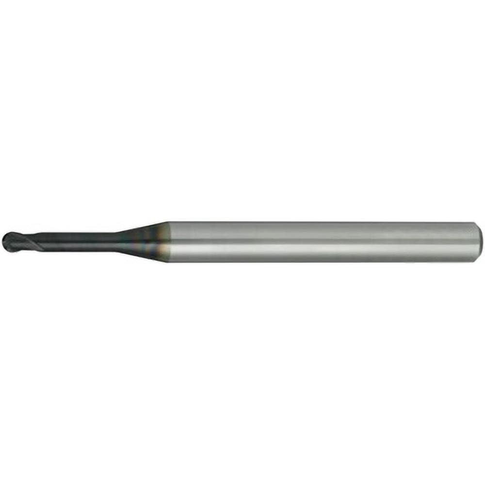 Ball End Mill: 1.00 mm Dia, 0.75 mm LOC, 2 Flute, Solid Carbide