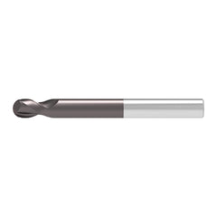 Ball End Mill: 1.60 mm Dia, 1.80 mm LOC, 2 Flute, Solid Carbide