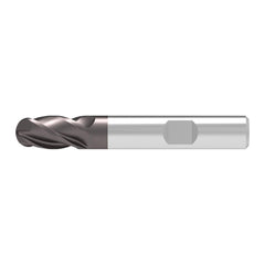 Ball End Mill: 16.00 mm Dia, 32.00 mm LOC, 4 Flute, Solid Carbide