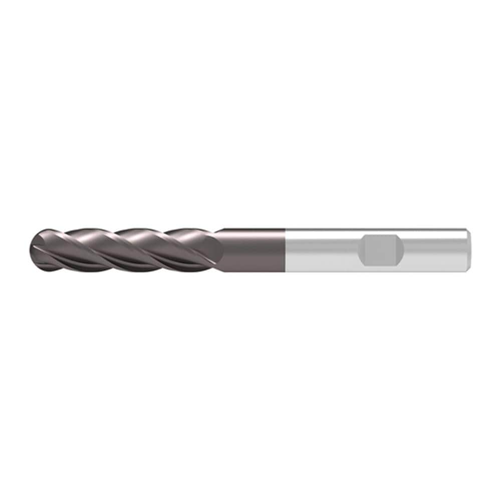 Ball End Mill: 12.00 mm Dia, 45.00 mm LOC, 4 Flute, Solid Carbide