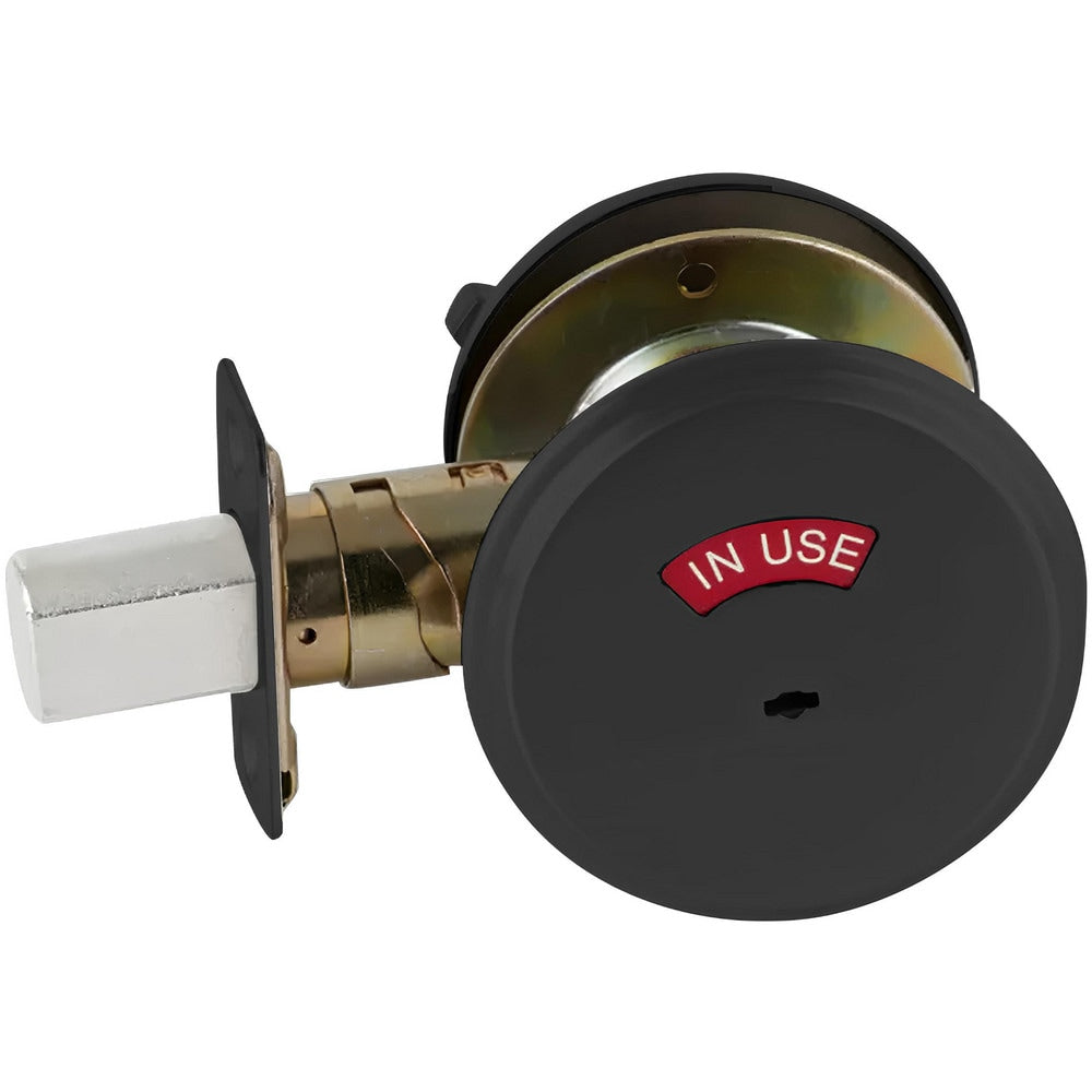 Deadbolts; Deadbolt Type: Deadbolt; Lock Type: Occupancy Indicator; Key Type: Keyless; Mount Type: Through Hole; Material: Steel; Minimum Door Thickness: 1.375 in; Maximum Door Thickness: 1.75; Finish: Matte Black