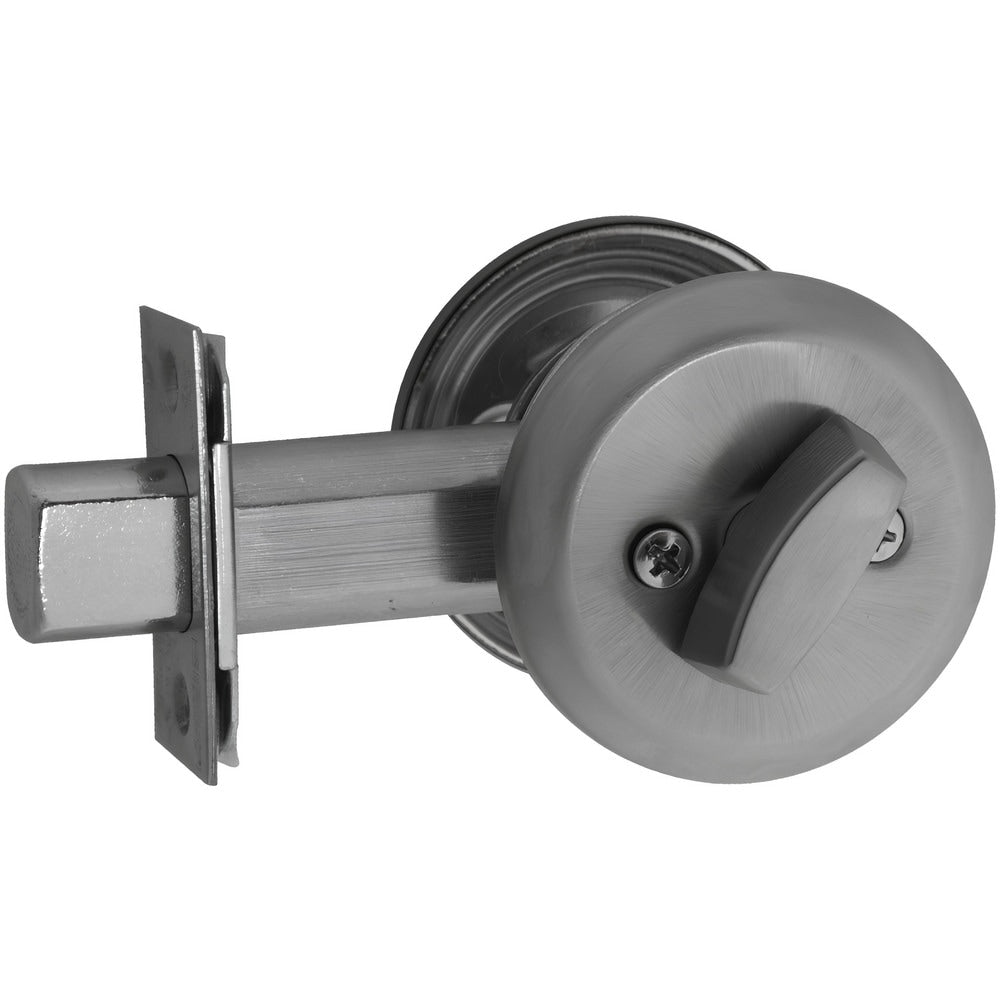 Deadbolts; Deadbolt Type: Deadbolt; Lock Type: Keyless; Key Type: Keyless; Mount Type: Through Hole; Material: Steel; Minimum Door Thickness: 1.75 in; Maximum Door Thickness: 2.25; Finish: Bright Chrome