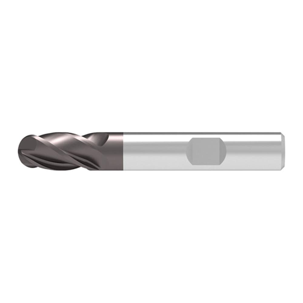 Ball End Mill: 4.00 mm Dia, 11.00 mm LOC, 4 Flute, Solid Carbide