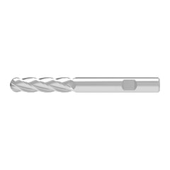 Ball End Mill: 14.00 mm Dia, 45.00 mm LOC, 4 Flute, Solid Carbide