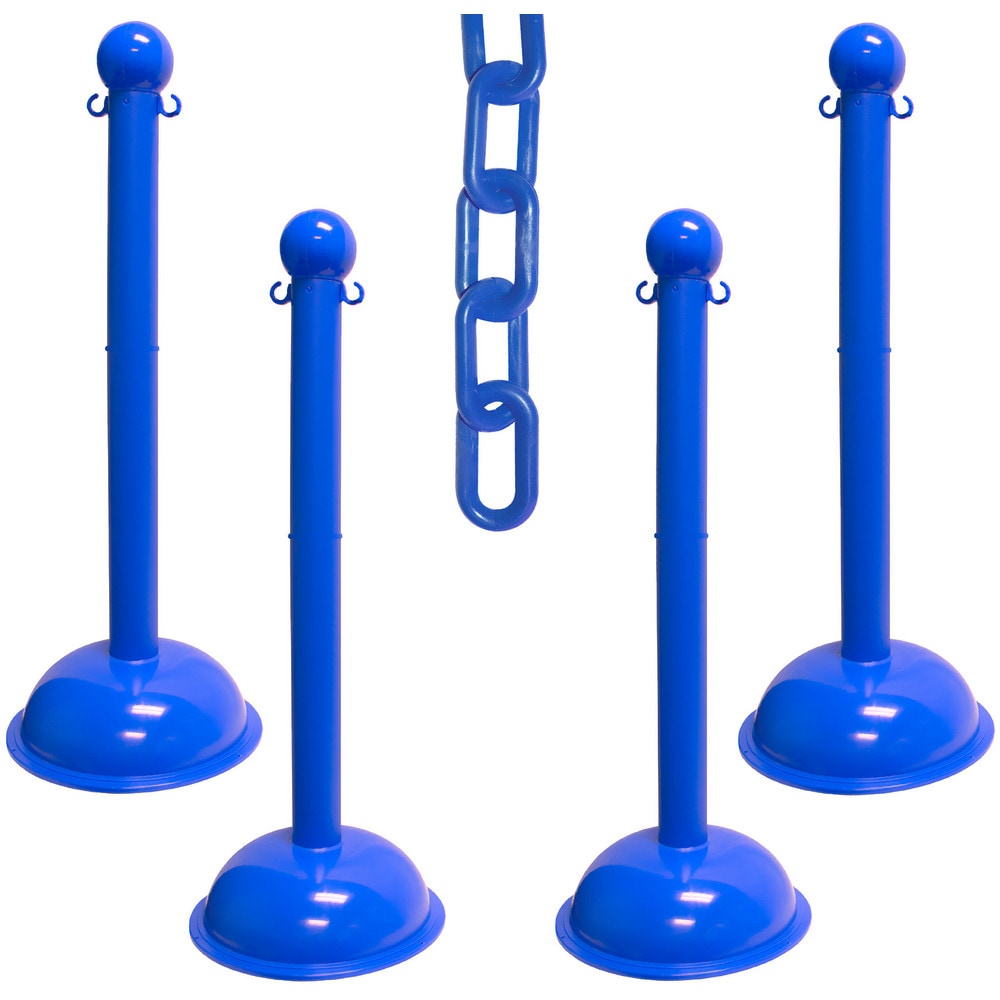 Pedestrian Barrier Kits; Chain Material: Polyethylene; Post Material: HDPE; Surface Pattern: Solid Color; Chain Color: Blue; Post Color: Blue; Inside Link Length: 1.42 in; Inside Link Width: 0.59