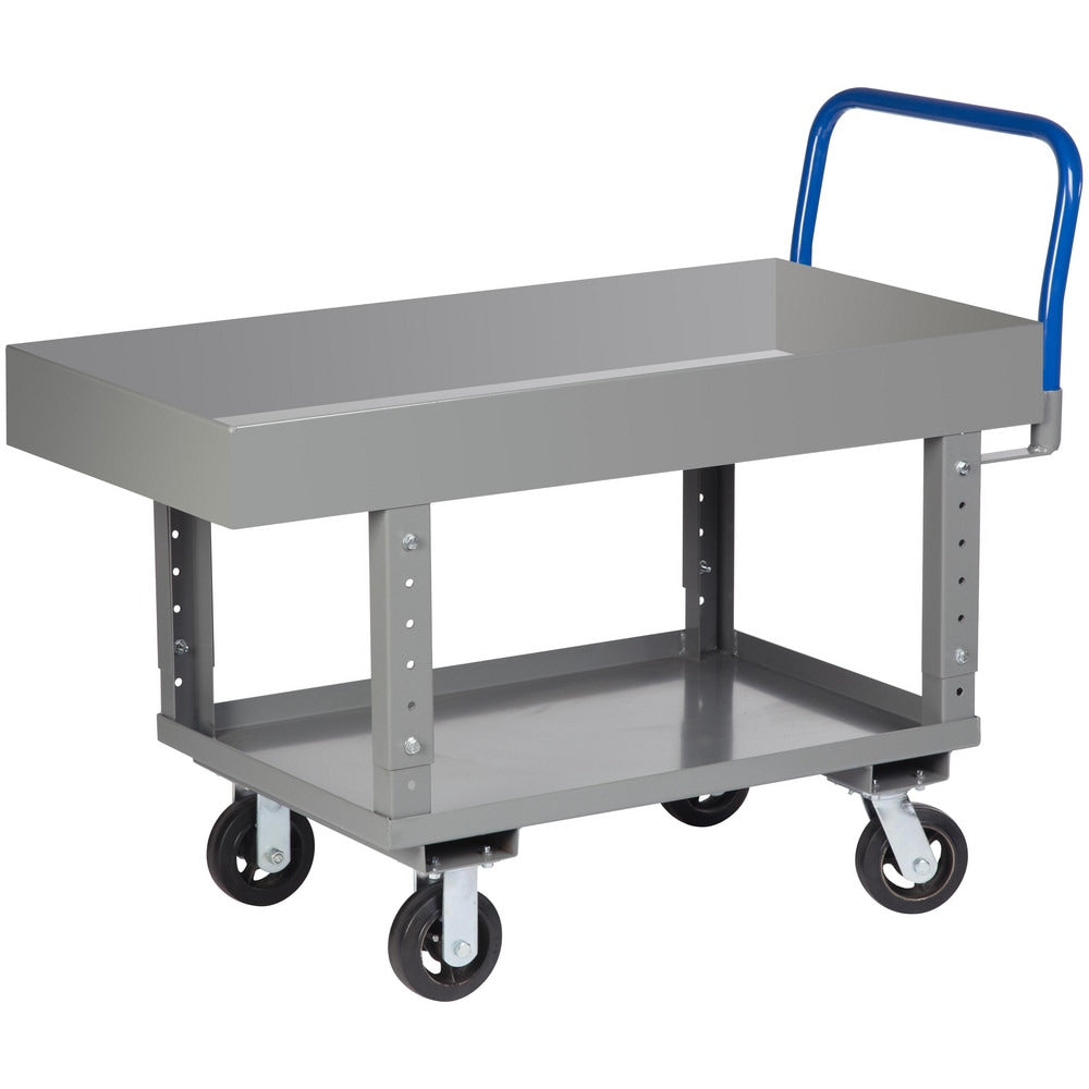 Work-Height Platform Truck with Lower Shelf: 35-1/2" High, 60" Long, 30" Wide