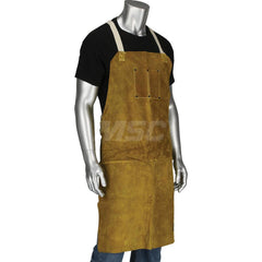 Bib Apron: Welding, Cowhide Leather, 42" OAL, Straps with Side Release Buckles Closure