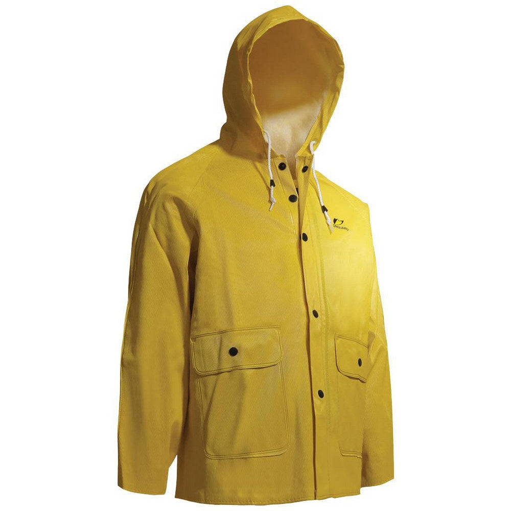 Rain Jacket:  Size Small,  Non Hazardous Protection,  Yellow,  PVC & Polyester