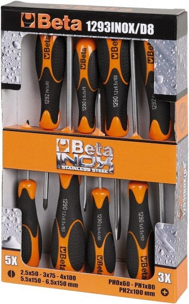 Screwdriver Set: 8 Pc, Phillips & Slotted