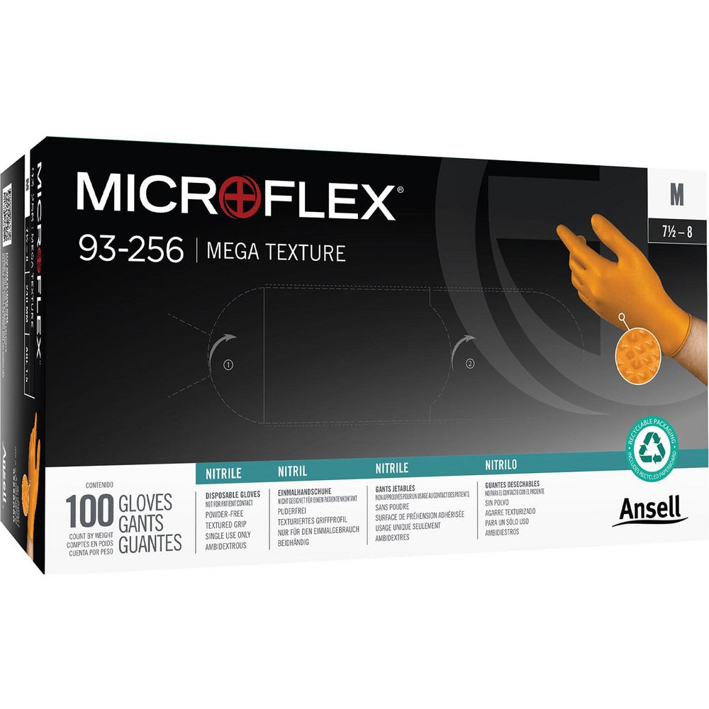 Disposable Gloves: Series Microflex 93-256 Mega Texture, Size 2X-Large, 6.3 mil, Nitrile Coated, Nitrile, General Purpose Grade, Powder-Free, No