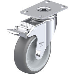 Top Plate Casters; Mount Type: Plate; Number of Wheels: 1.000; Wheel Diameter (Inch): 4; Wheel Material: Rubber; Wheel Width (Inch): 1-1/4; Wheel Color: Gray