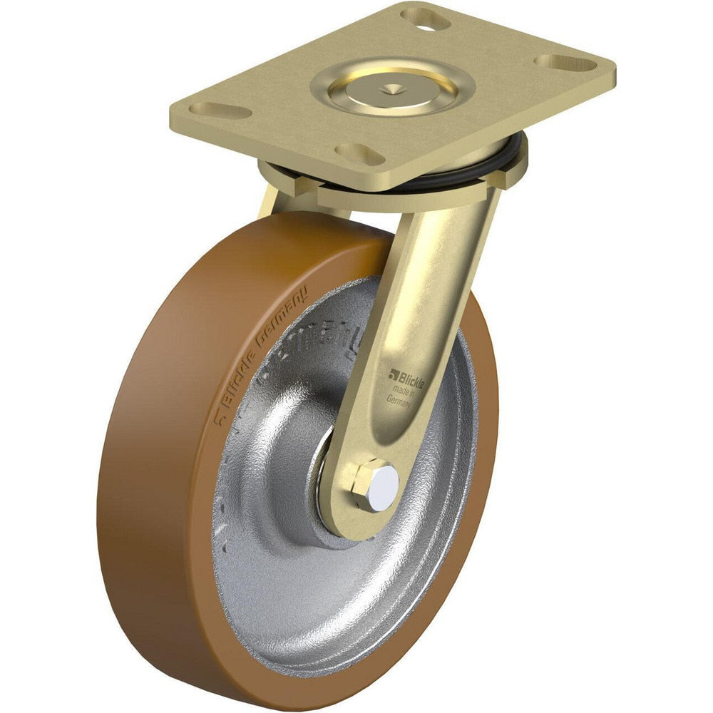 Top Plate Casters; Mount Type: Plate; Number of Wheels: 1.000; Wheel Diameter (Inch): 8; Wheel Material: Polyurethane; Wheel Width (Inch): 2; Wheel Color: Brown