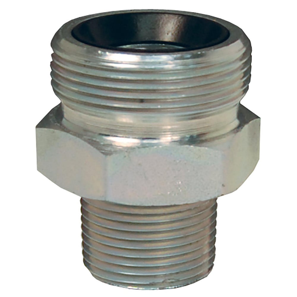 Ground Joint Hose Couplings; Thread Type: MNPT x MNPSM; Thread Size: 1, 1-1/2; Type: Spud; Material: Plated Steel; Size: 1 in; Style: Male Spud