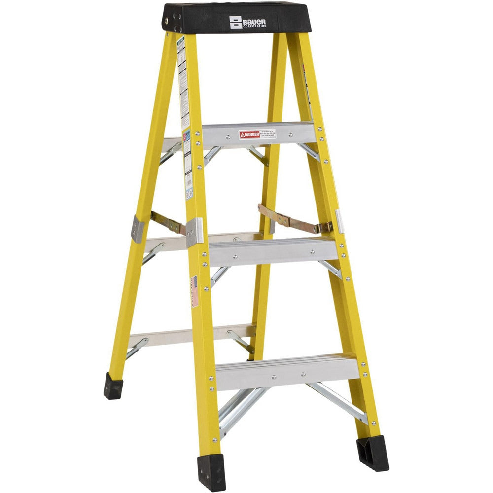 3 Step Fiberglass Foldable Step Ladder: Type IAA 375 lb Capacity 4' Height