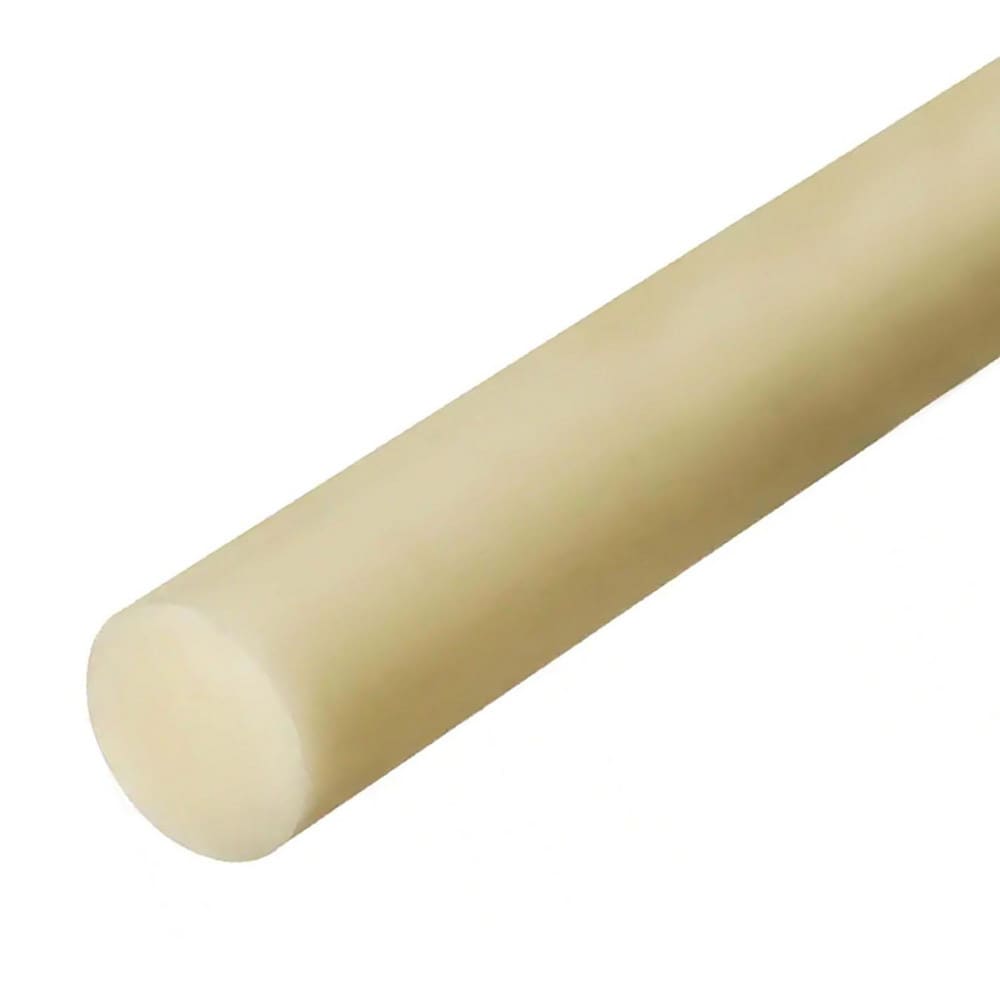 Plastic Rod: 36" Long, 0.5" Dia, Natural Color, Opaque, 5000 psi Tensile Strength