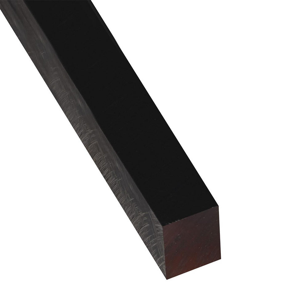 Plastic Square Rod: 24" Long, 1.25" Dia, Black, Opaque, 5000 - 1000 psi Tensile Strength