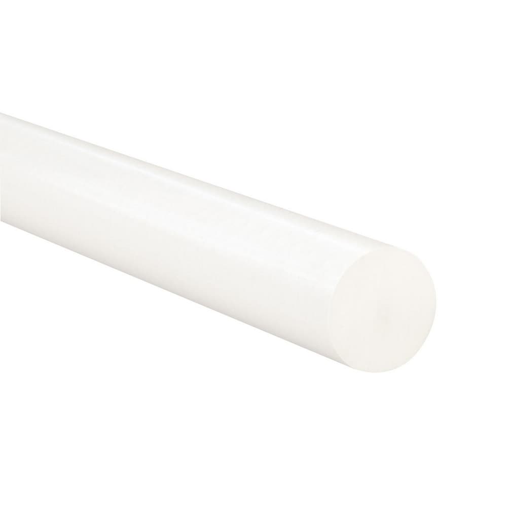 Plastic Rod: 36" Long, 1" Dia, White, Opaque, 5000 psi Tensile Strength