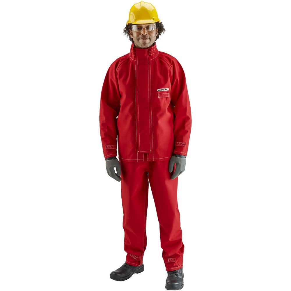 Rain & Chemical Resistant  Jacket:  4X-Large,  Red,  52-55" Chest,  Polyester