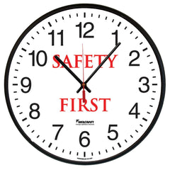 Brush Bridles; 12.75DIA SAFETY FIRST QUARTZ WALL CLOCK