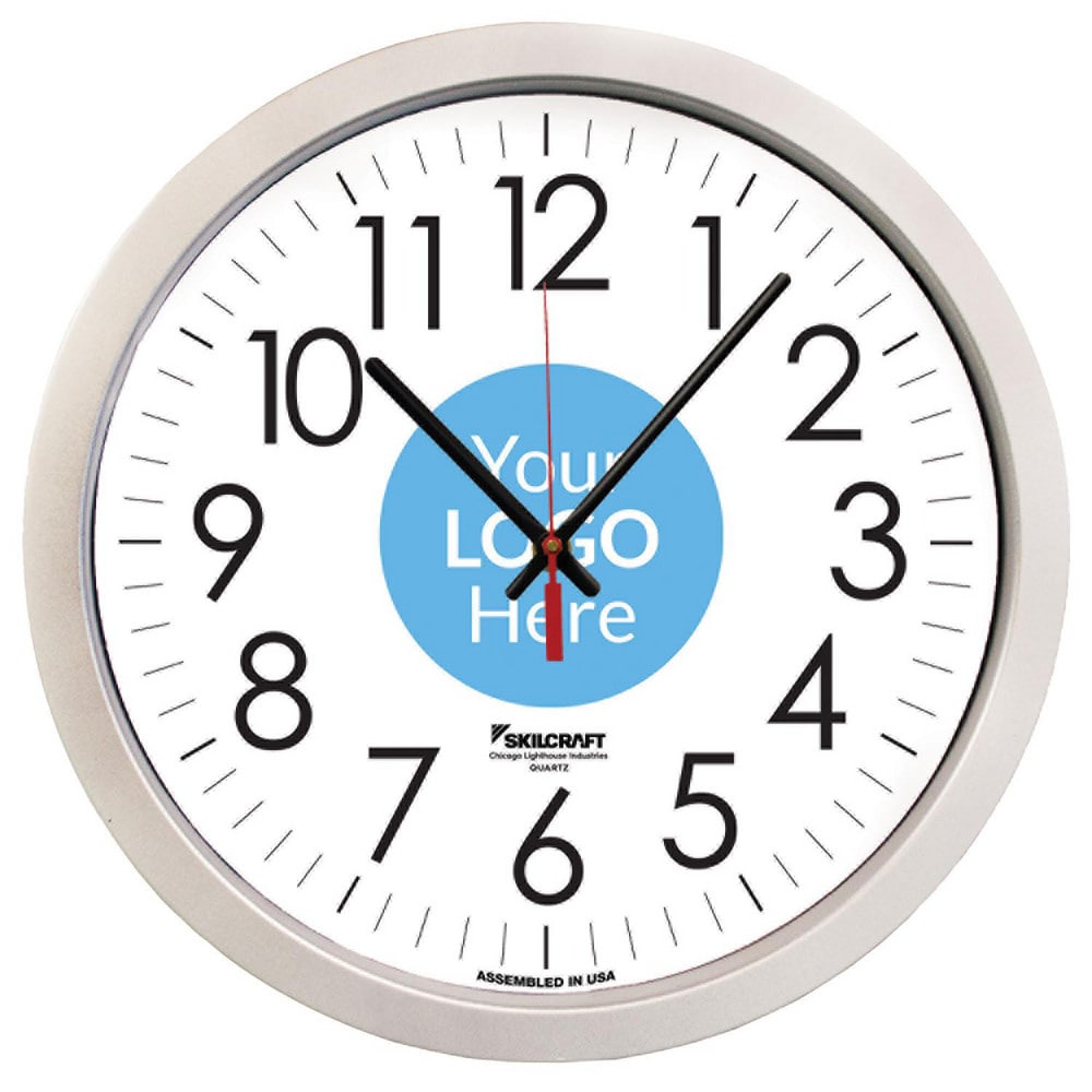 Brush Bridles; 14.5 SLVR CUSTOM LOGO QUARTZ WALL CLOCK