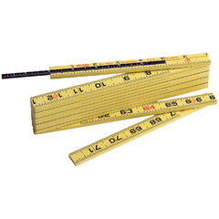 Folding Rules; Overall Length (Feet): 2.00 m; Graduation (Inch): 0.0625 in; Graduation (Feet): 0.0625 in; Material: Fiberglass; Width (mm): 1 in; Width (Inch): 1 in; Graduation Location: Front & Back; Color: Yellow; Scale Orientation: Vertical