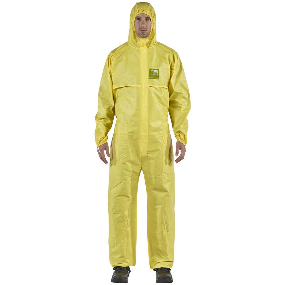 Disposable & Chemical Resistant Coveralls; Protection Type: Liquid, Chemical; Garment Style: Coverall; Size: Large; Material: Polyethylene on Bicomponent; Closure Type: Storm Flap w/Double Zipper