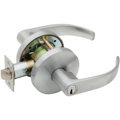 Lever Locksets; Lockset Type: Classroom; Key Type: Keyed Different; Back Set: 2-3/4; Cylinder Type: Key in Lever Cylinder; Material: Metal; Door Thickness: 1-3/8 to 2; Finish: Satin Chrome